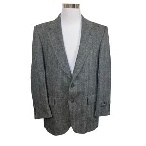 Barrington Men's Tweed Sport Coat Blazer Two Button Grey Herringbone Wool 42R
